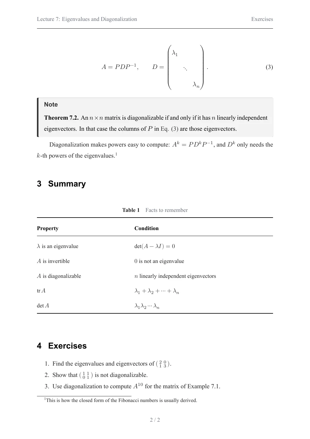 Lecture 7: Eigenvalues and Diagonalization — 2