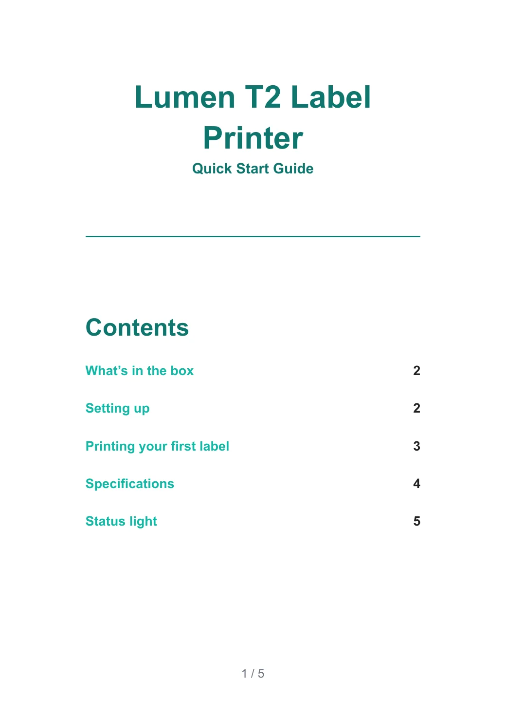Lumen T2 Label Printer — 1