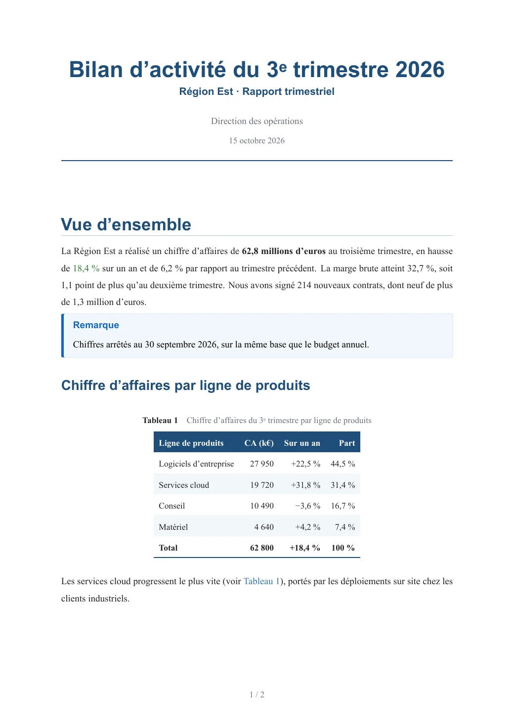 Bilan d’activité du 3ᵉ trimestre 2026 — 1