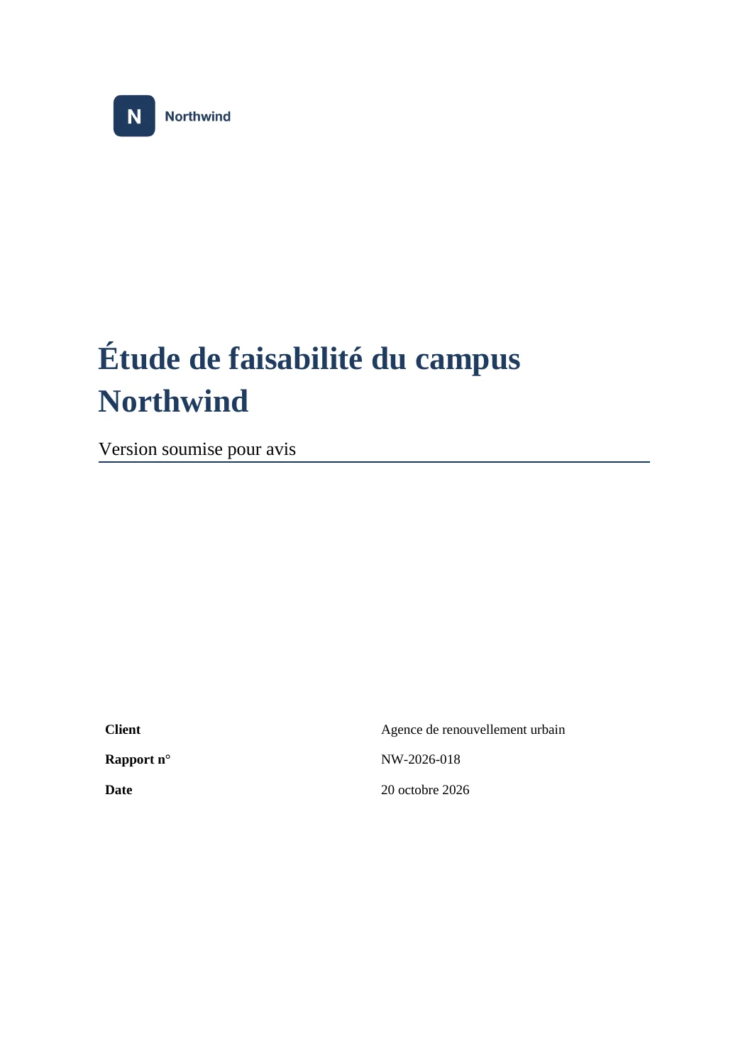Étude de faisabilité du campus Northwind — 1